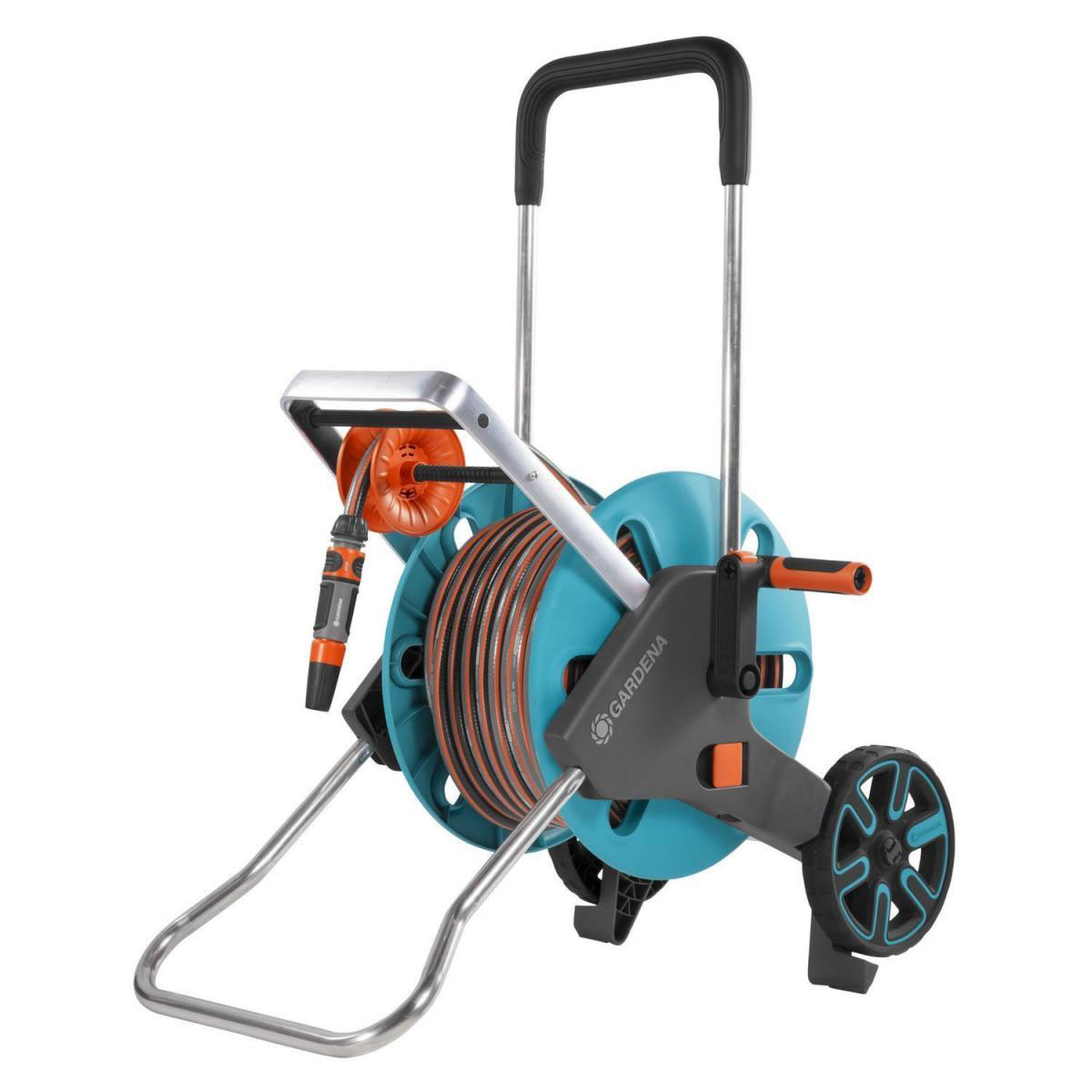 Gardena Schlauchwagen AquaRoll M Easy Set inkl. 20 m Schlauch, Systemteilen und Spritze inkl. 20 m Schlauch, Systemteilen und Spritze, 18517-20