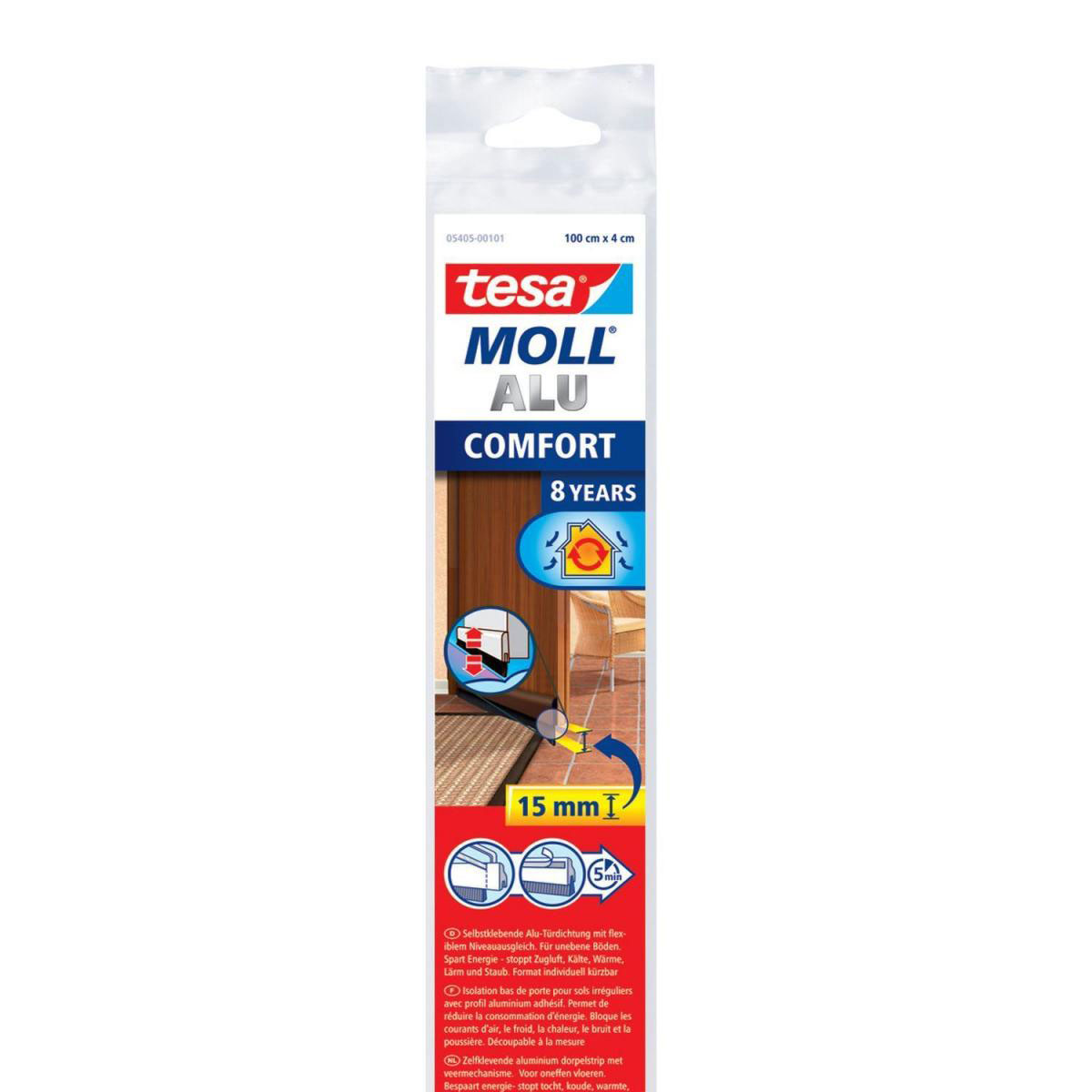 Tesa Tür-Dichtung 5405 braun bis 15mm Spalte für unebene Fußböden