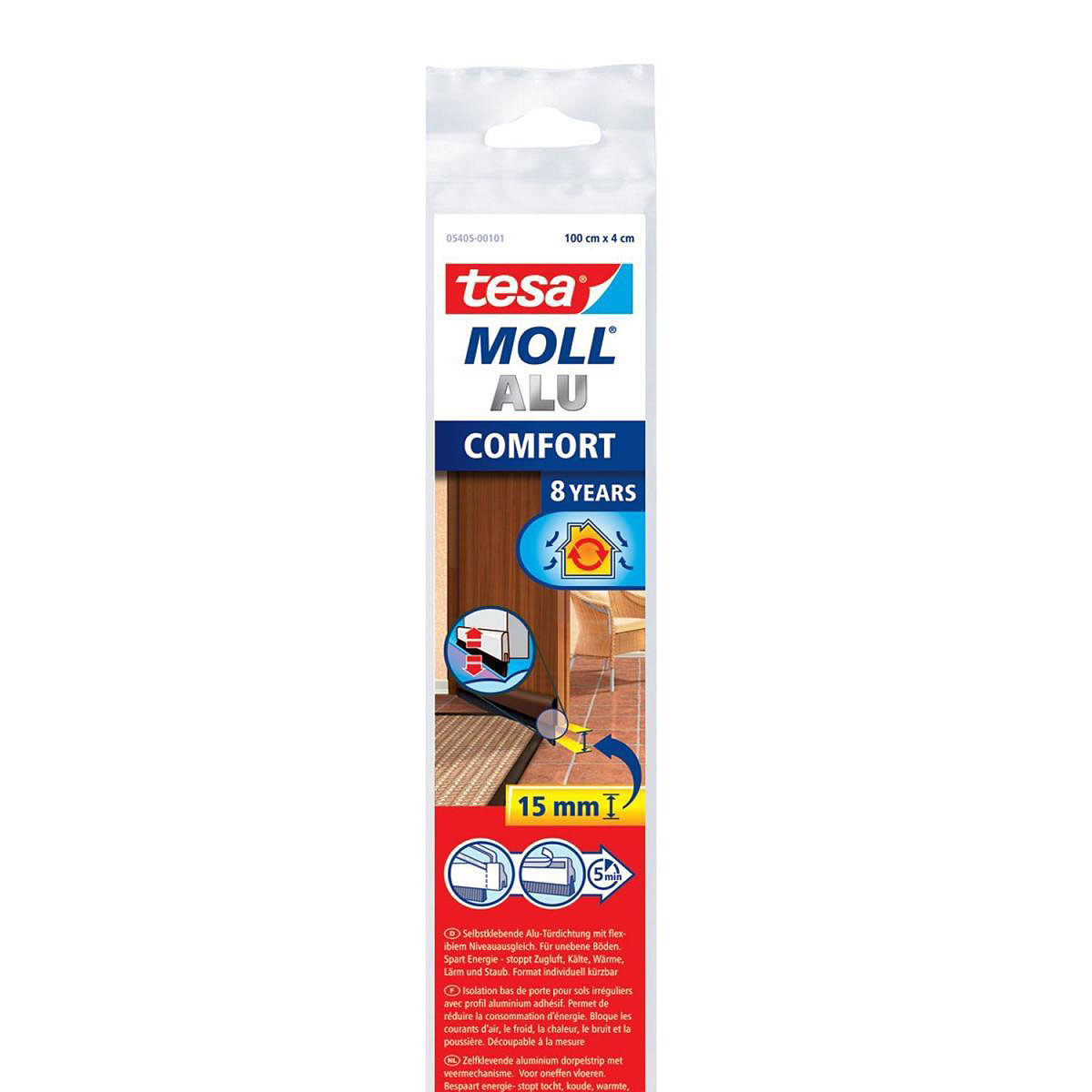 Tesa Tür-Dichtung 5405 braun bis 15mm Spalte für unebene Fußböden