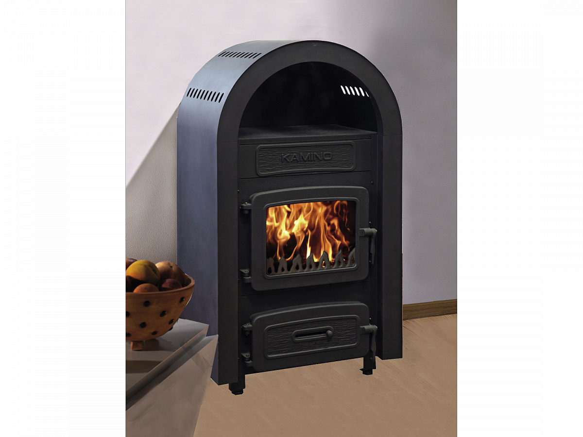Wamsler Werkstattofen Kamino 109-6, Stahl, 6 kW, massive Gussfront, romantisches Design, Teefach