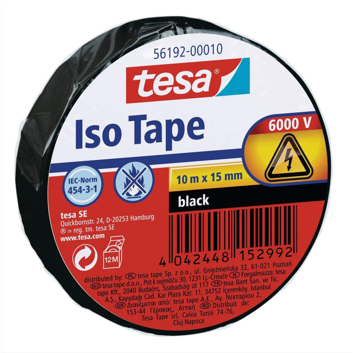 Tesa Isolierband schwarz 10 m x 15 mm