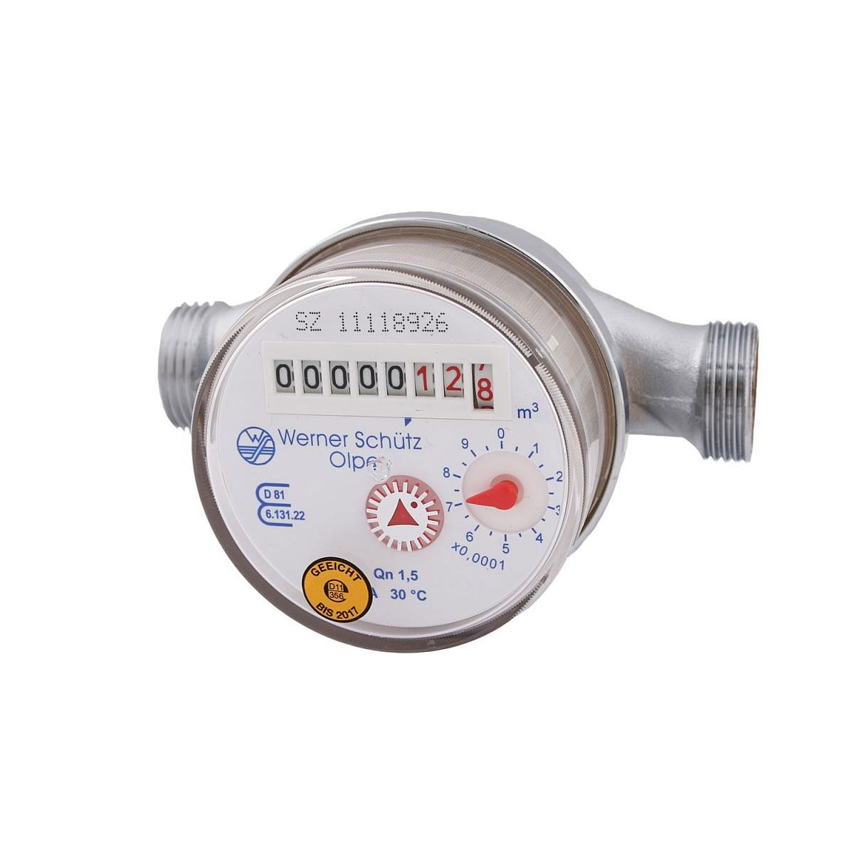 Eichgebühr Wohnungs Wasserzähler 1//2/" 80mm Länge für Warm oder Kaltwasser inkl