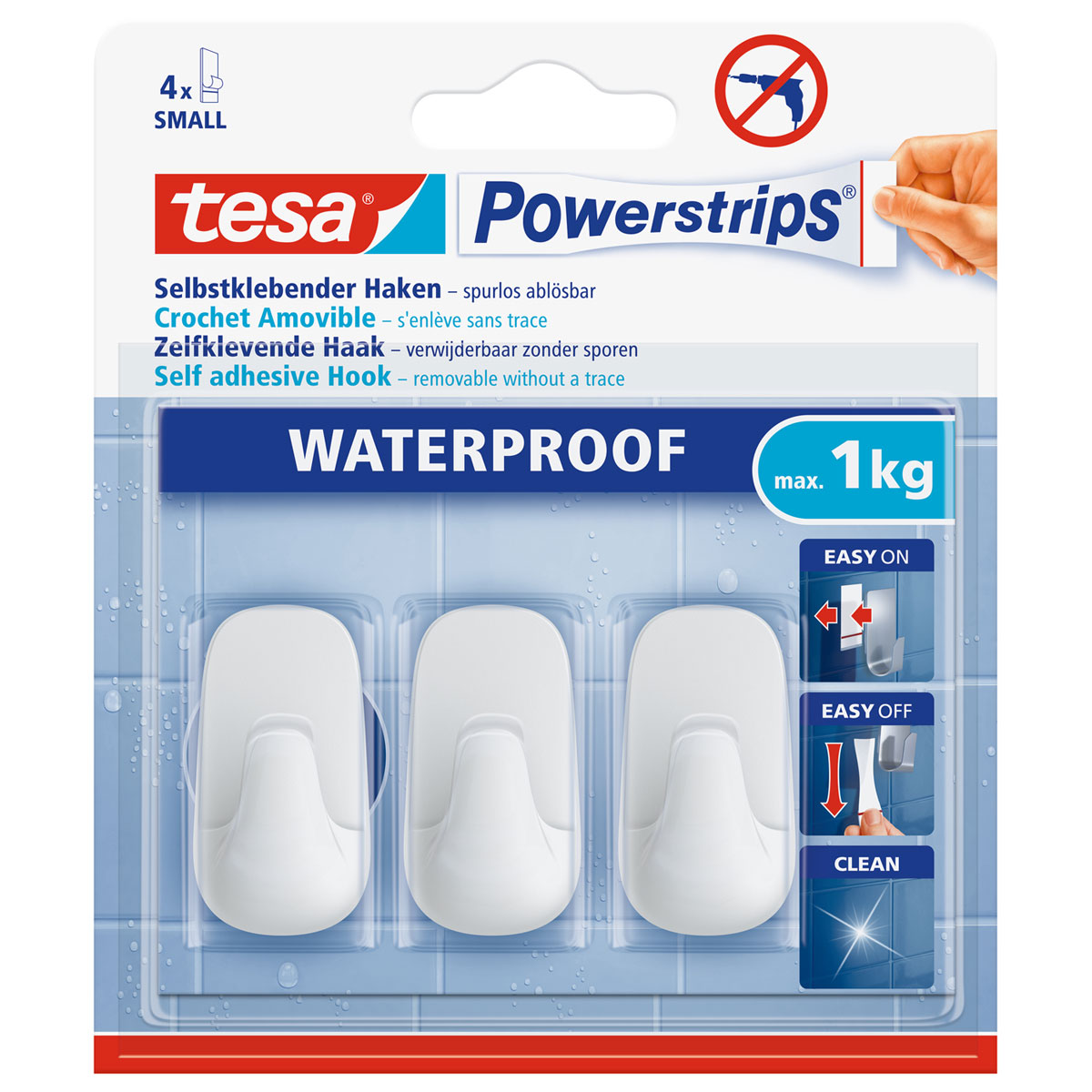 Tesa Haken Powerstrips Waterproof Small