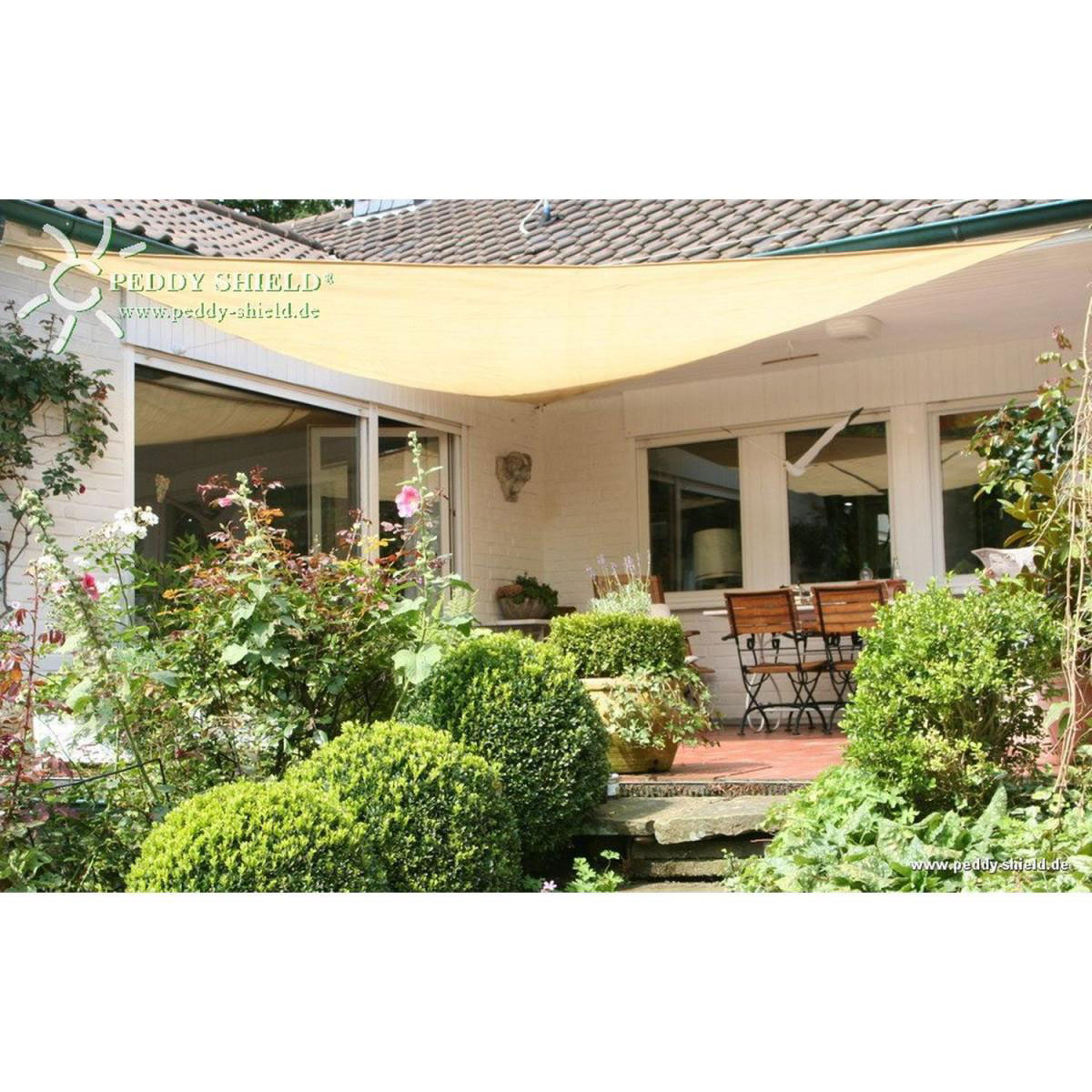 Floracord Dreiecksonnensegel Weizen 500 cm wind- u. wasserdurchlässig