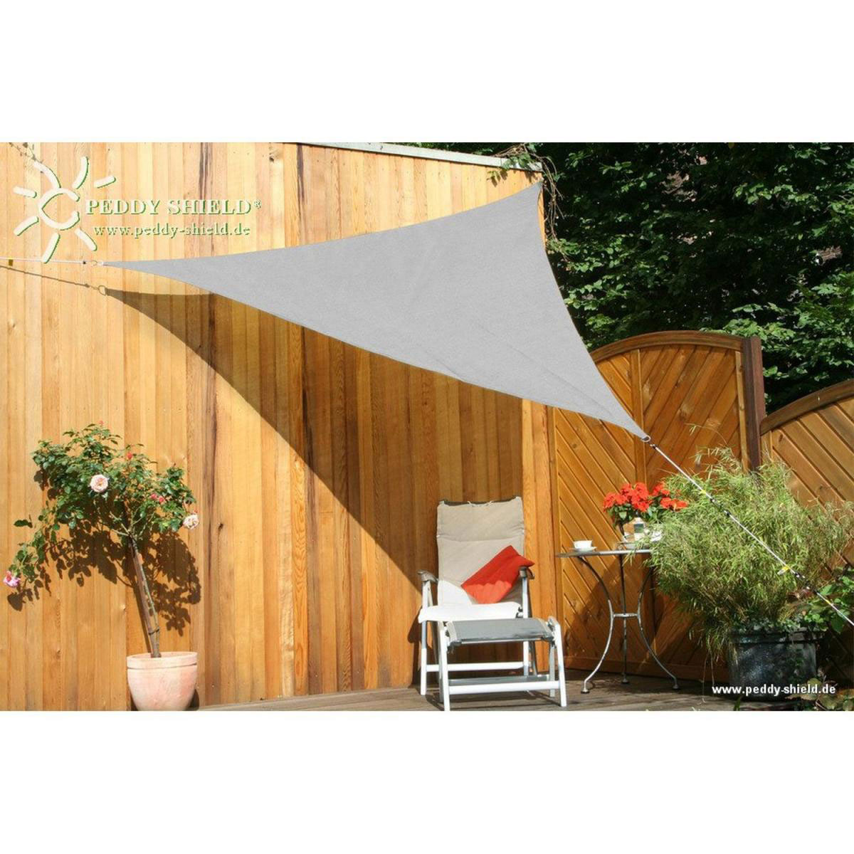 Floracord Dreiecksonnensegel HDPE Silbergrau 300 cm x 300 cm x 300 cm