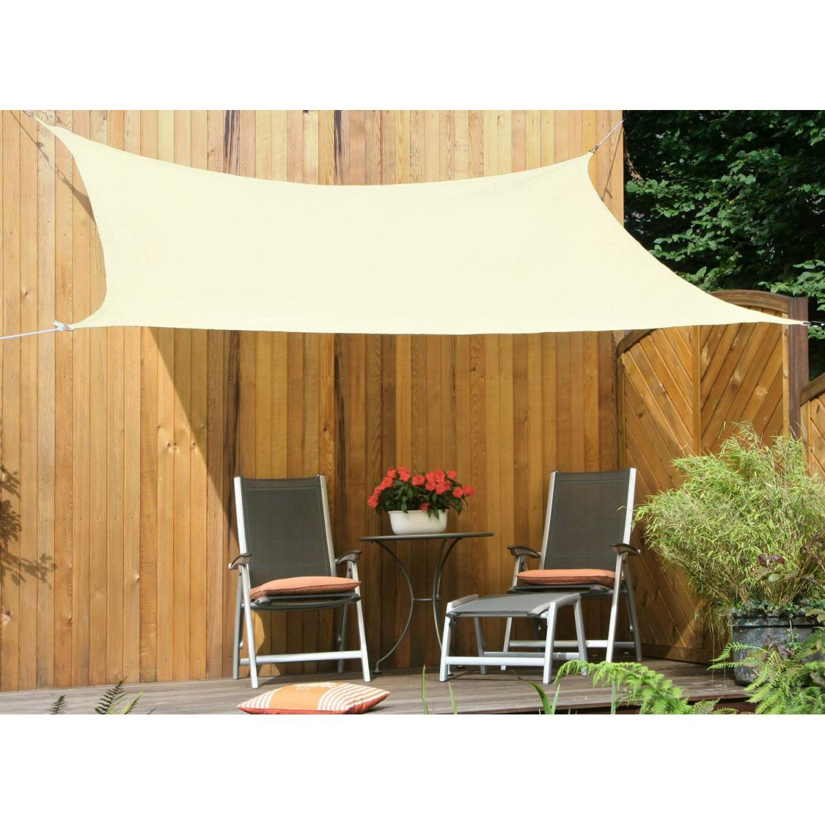 Peddy Shield Floracord Vierecksonnensegel HDPE Cremeweiß 360 cm x 360 cm