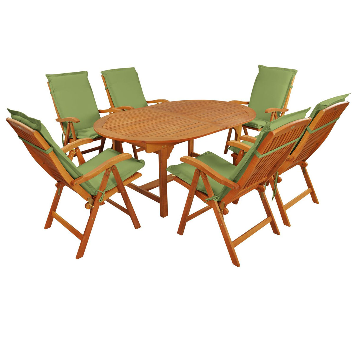 Indoba Gartenmöbel Set Sun Flair 13-teilig mit Auflagen Premium Grün | 13 |  Grün | K000022056