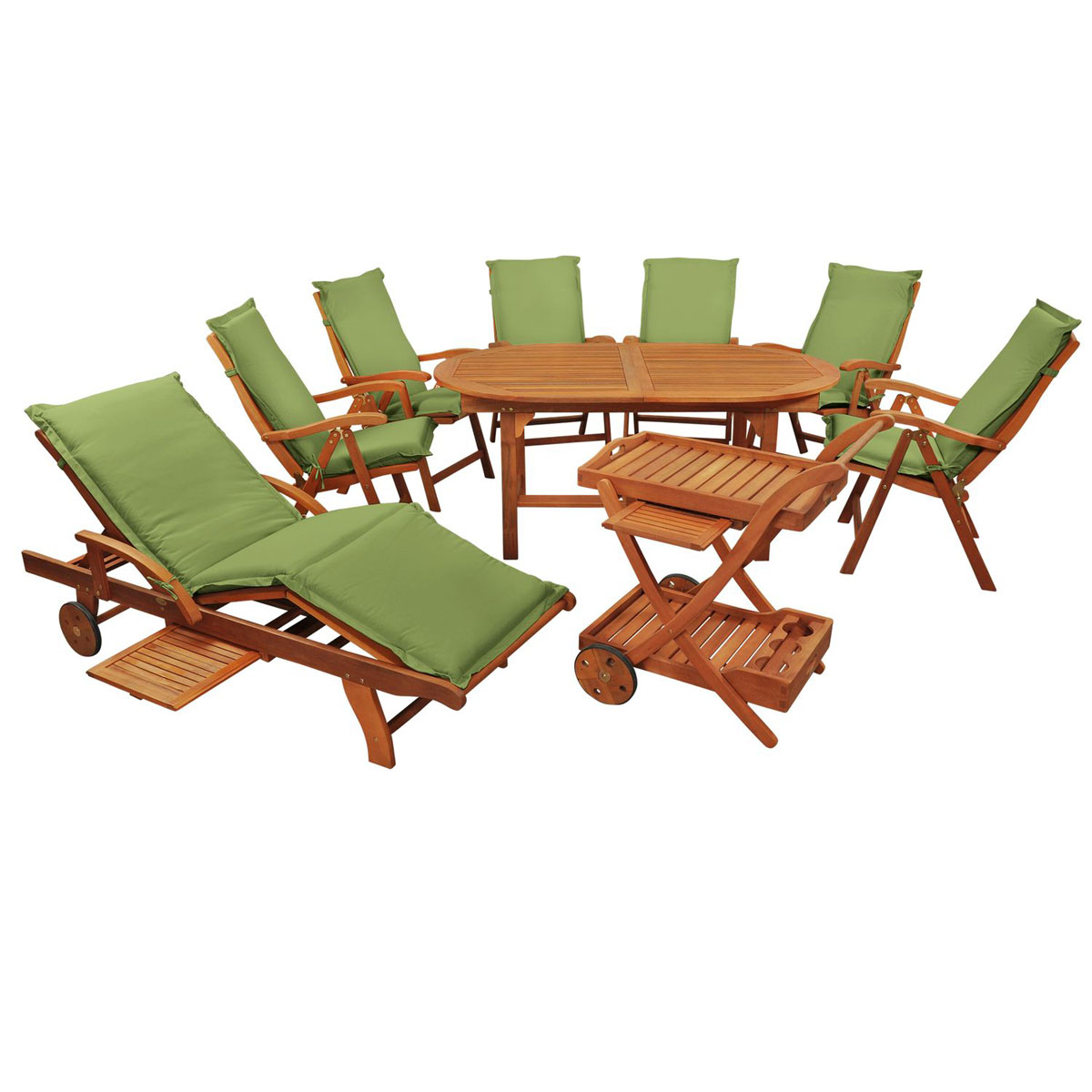 Indoba Gartenmöbel Set Sun Flair 16-teilig mit Auflagen Premium Grün | 16 |  Grün | K000022059