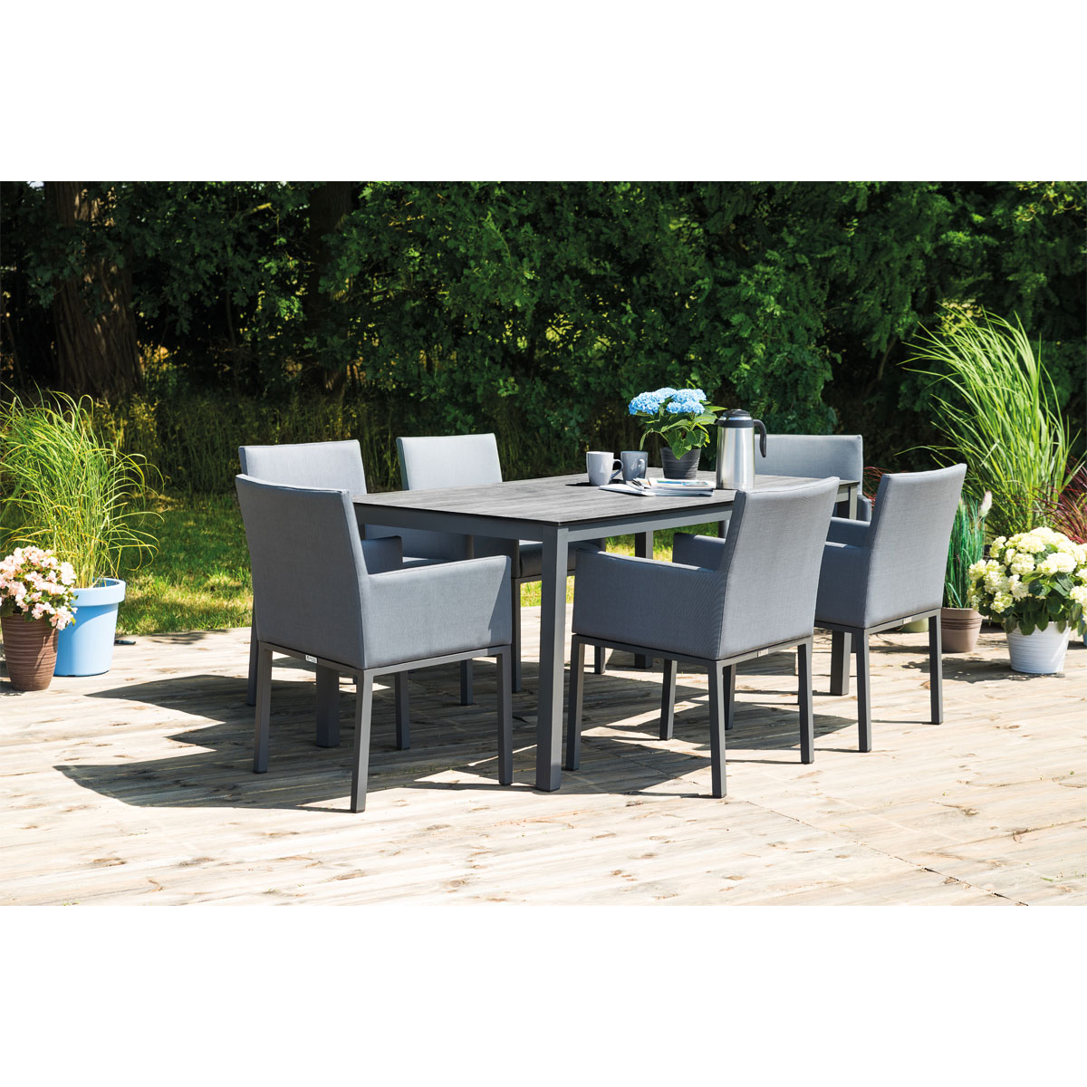 Greemotion Testrut Gartenmöbel-Set „Moorea/ Oregon“, 5-teilig, grau