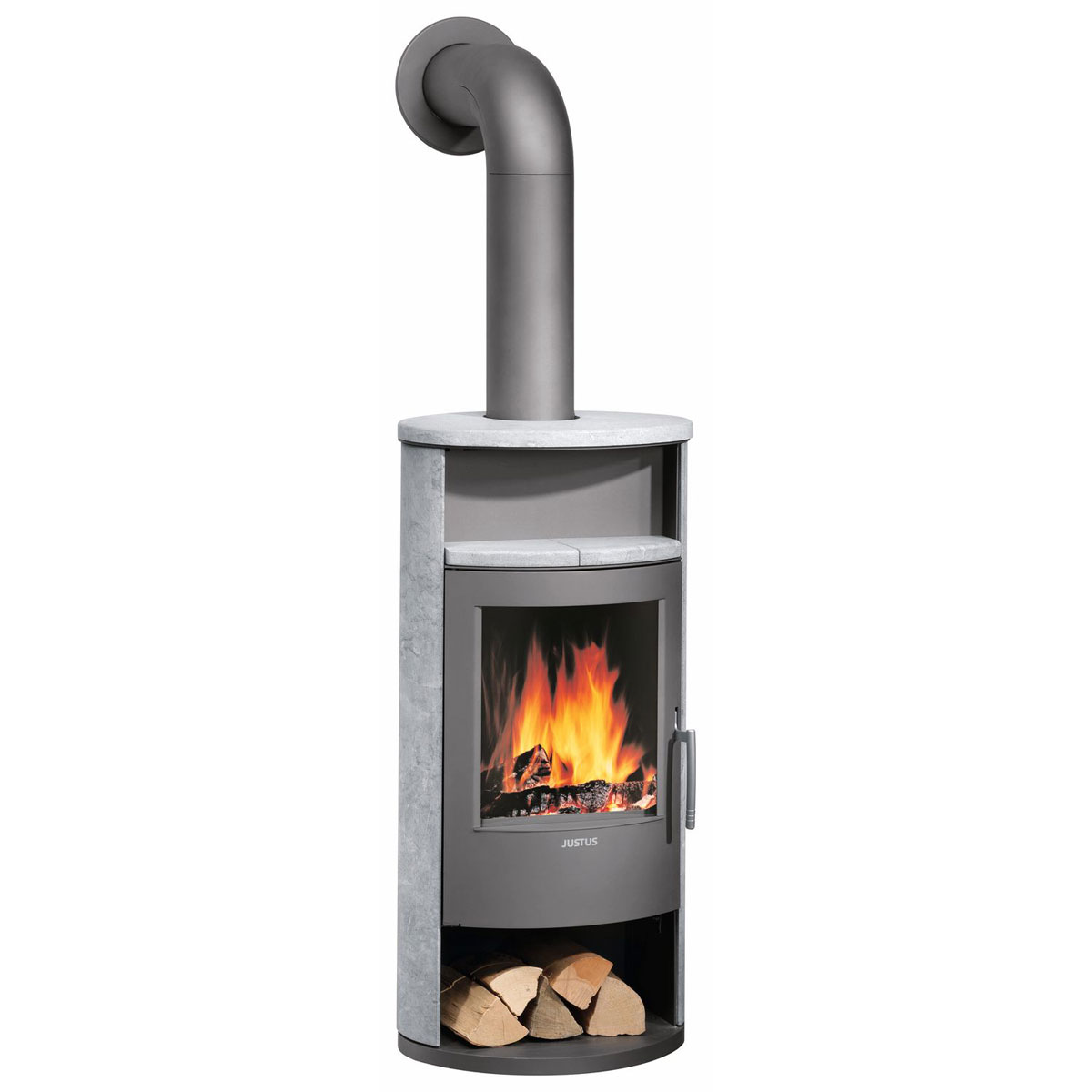 Kaminofen Island 5, Speckstein, 5 kW, ext. Verbrennungsluftzufuhr, Teefach