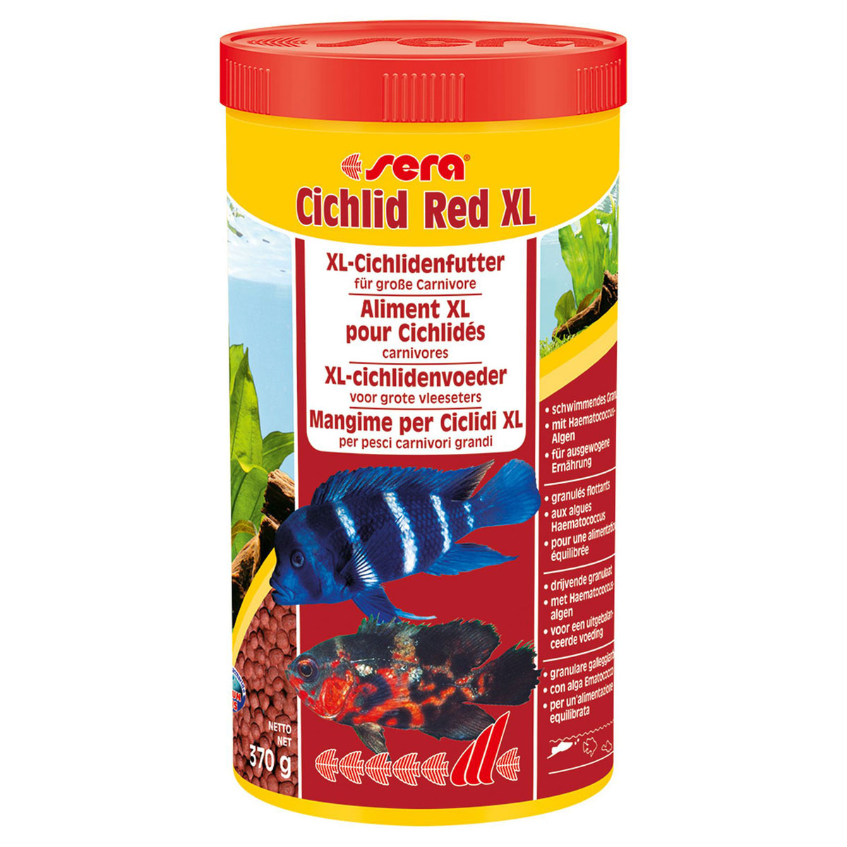 Sera Cichlid Red XL Nature 1000mL Color Enhancing Pellets XL Cichlid Fish  Food