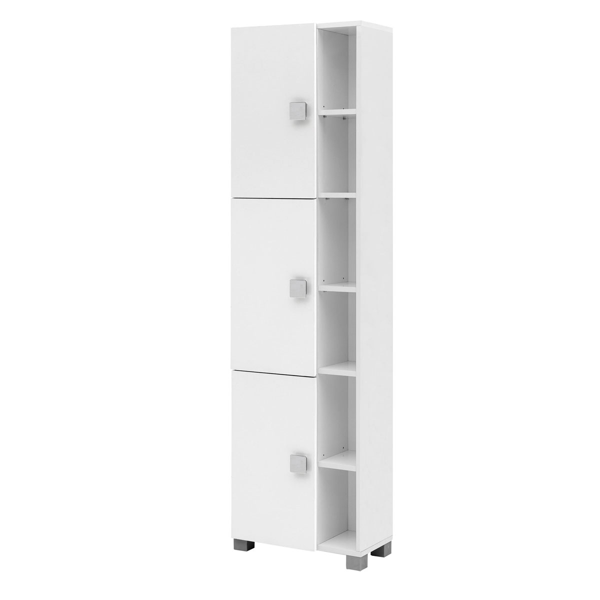 WILMES Hochschrank Simply 2-t/ürig Wei/ß Melamin Dekor mit 1 offenen Fach und 1 Schublade
