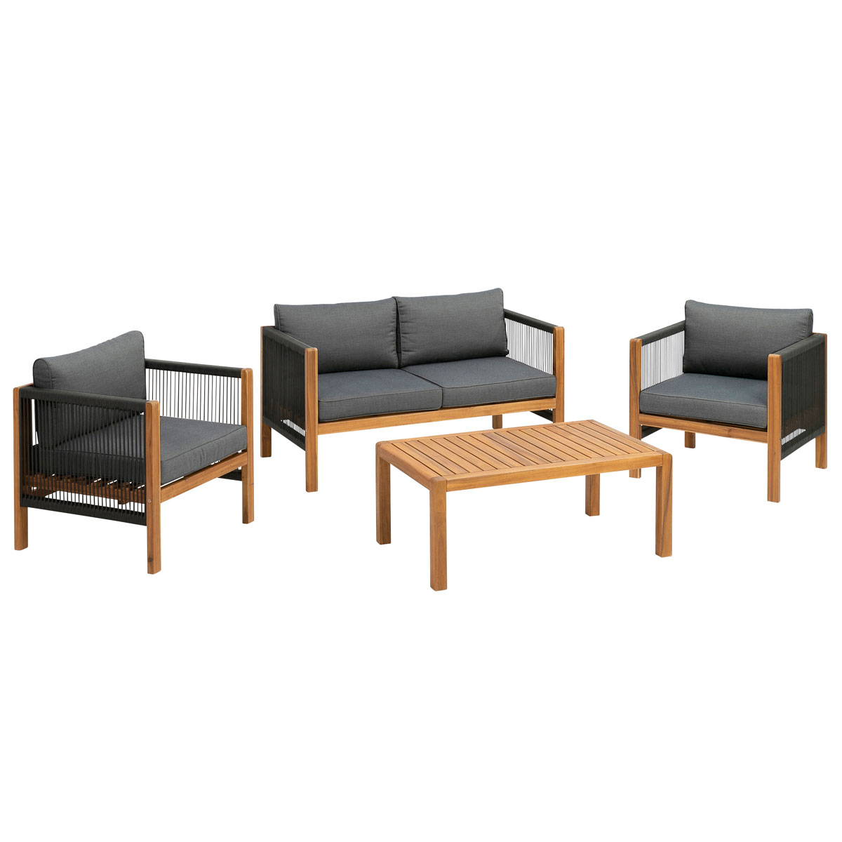 GREEMOTION Loungeset Abaco, 12-tlg., 2er Sofa, 2 Sessel, Tisch 100x90 cm, Akazienholz