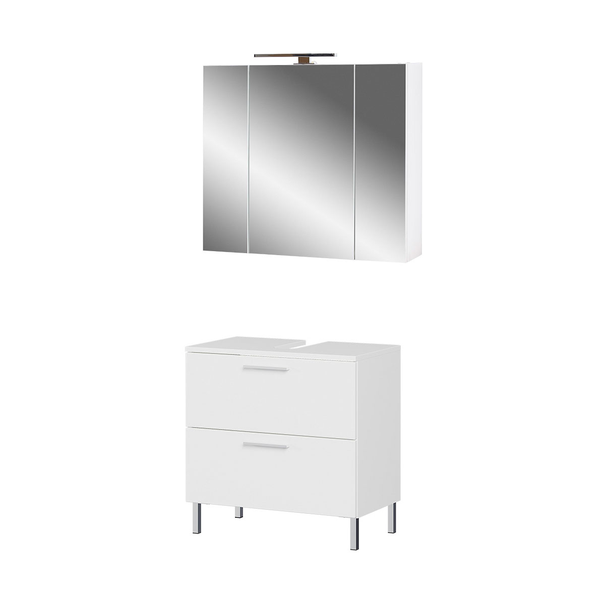 5 2- weiß inkl K000065114 Supermatt Badmöbel-Set Spiegelschrank Waschbeckenunterschrank | und teilig