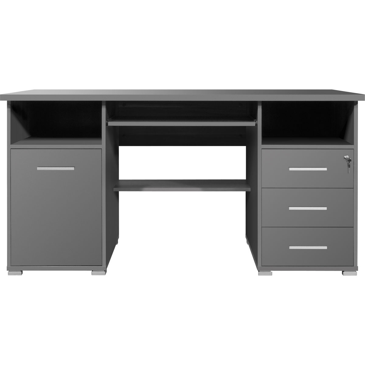 Schreibtisch Tipp abschließbar und K000069900 | Sonoma-Eiche-Nachbildung/weiß mit x x 70 Tastaturauszug 145 cm 75