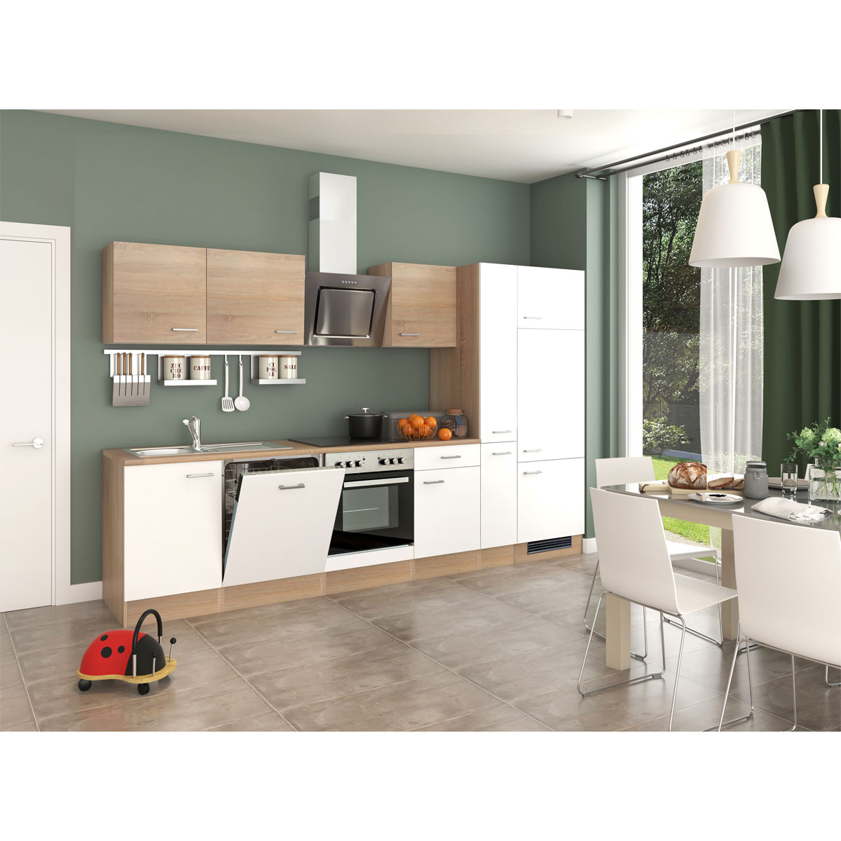 Küchenzeile SAMOA 2602-015 310 x 60 cm weiß-sonoma eiche | K000434350
